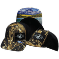 The Heartbeat Brand Hunting Baseball Hat — Natural Tree Camo / Black — main product shot