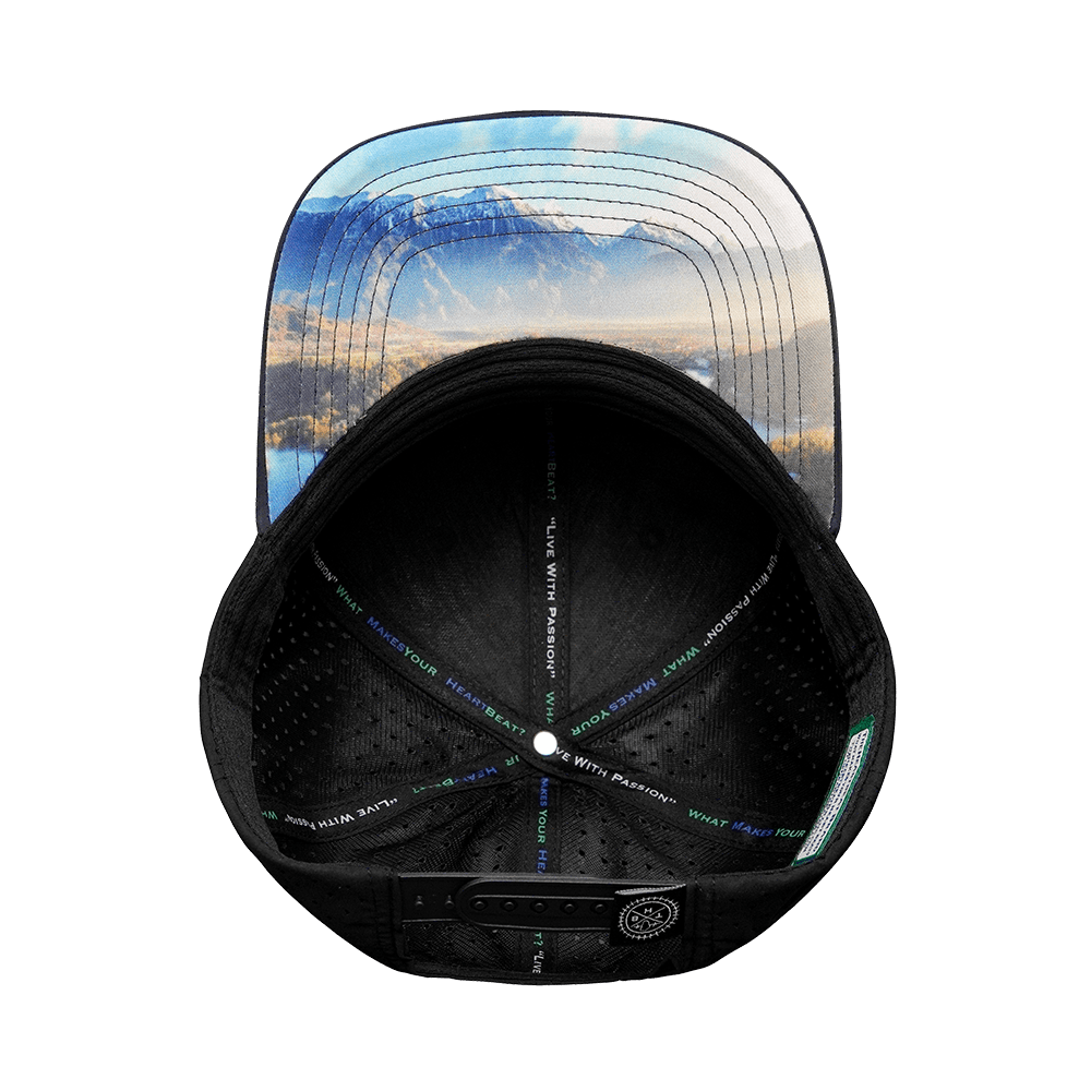 The Heartbeat Brand Hunting Hat - Baseball Hat Fit - Soft Blue Camo / Black - Laser Mesh — alternative angle