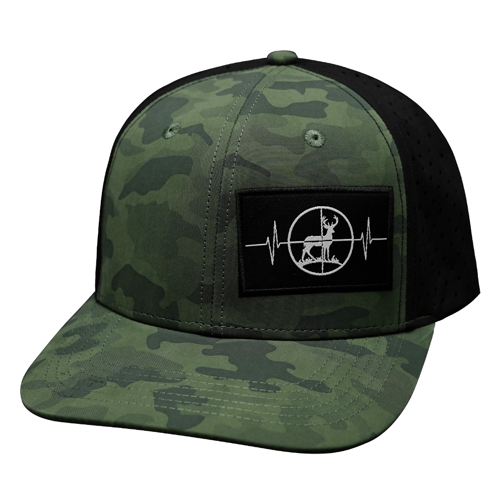 Hunting Hat - Baseball Hat Fit - Soft Teal Camo / Black - Laser Mesh