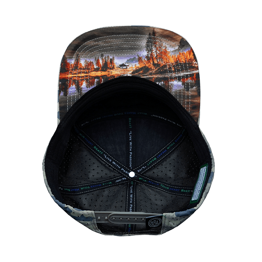 The Heartbeat Brand Hunting Hat - Flat Bill - Cork - Soft Sand Camo - Laser Mesh — alternative angle
