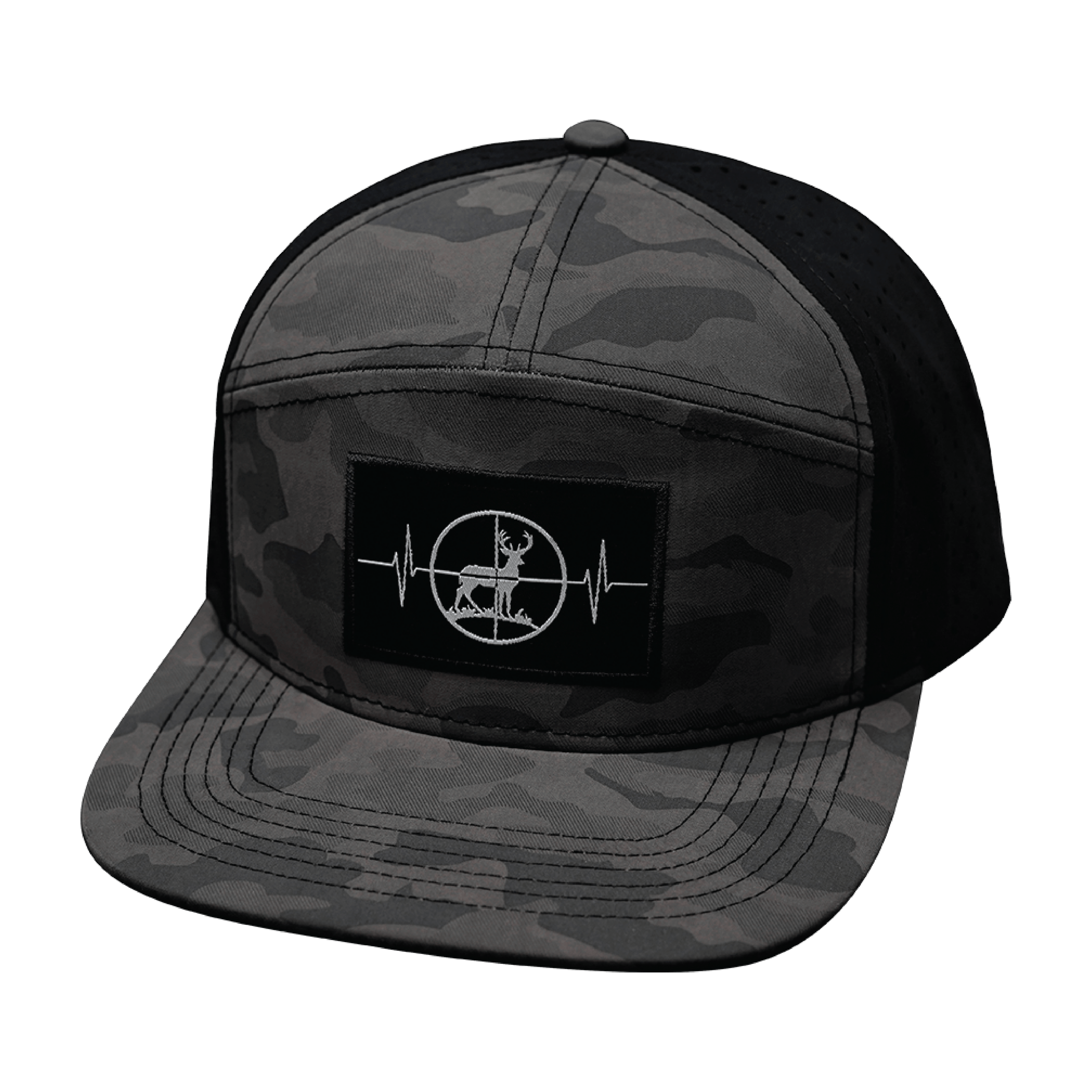 Hunting Hat - Flat Bill - Soft Mocha Camo / Black - Laser Mesh