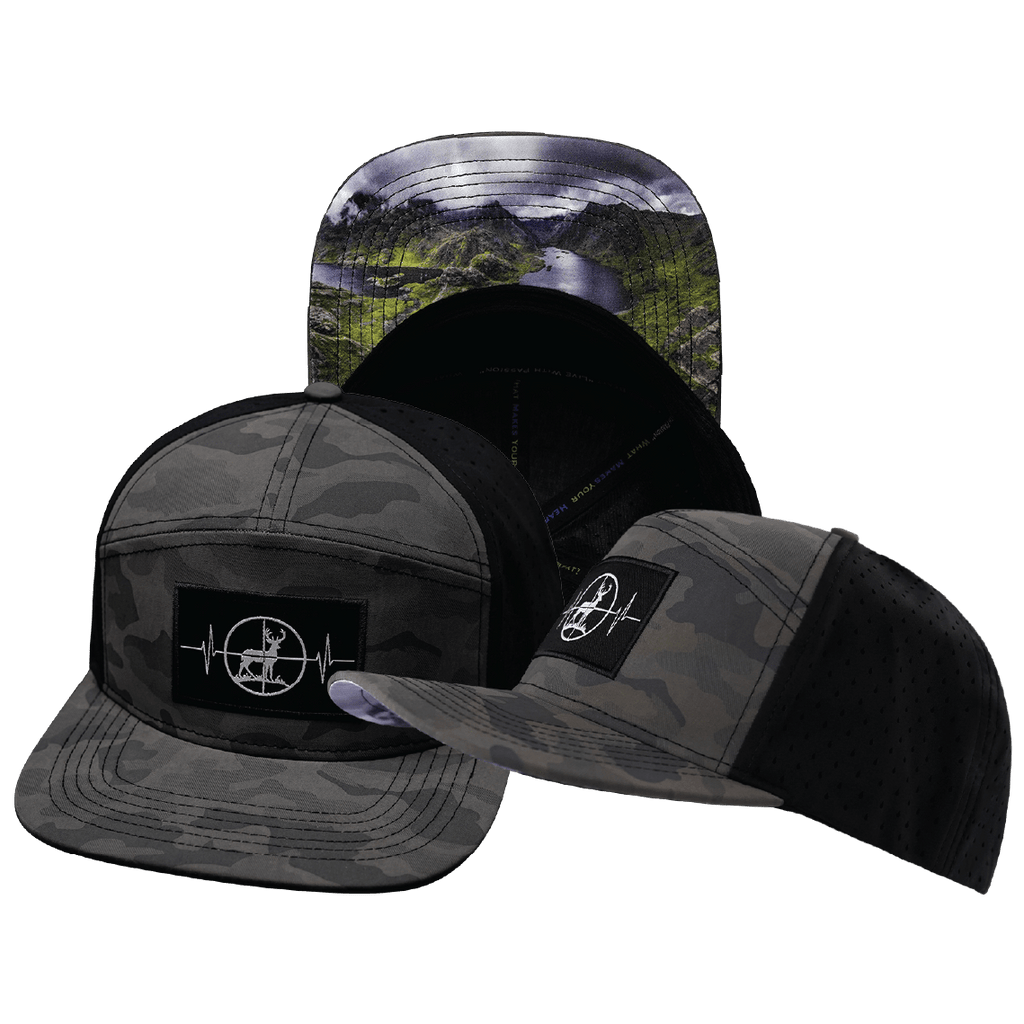 Hunting Hat - Flat Bill - Soft Mocha Camo / Black - Laser Mesh