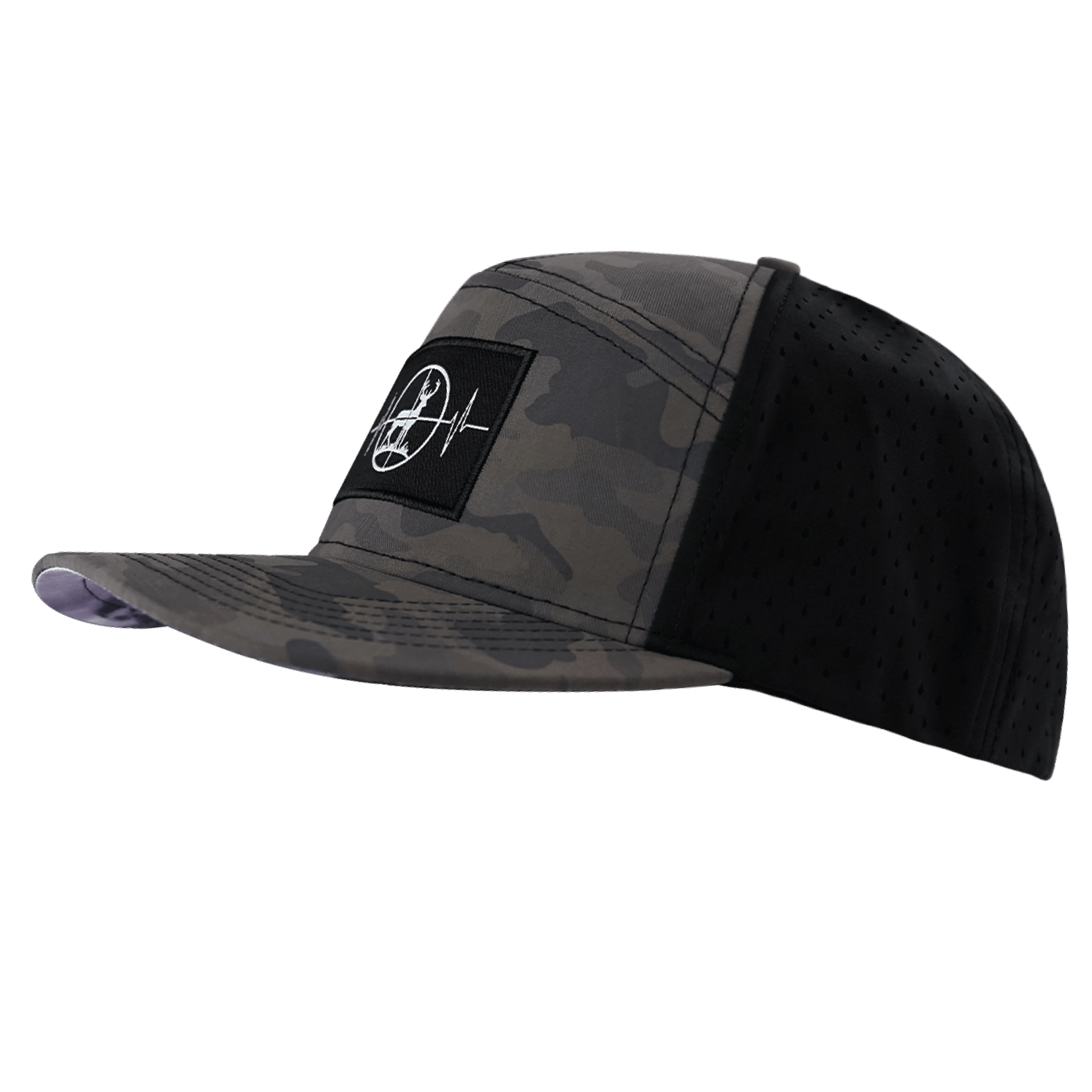 Hunting Hat - Flat Bill - Soft Mocha Camo / Black - Laser Mesh