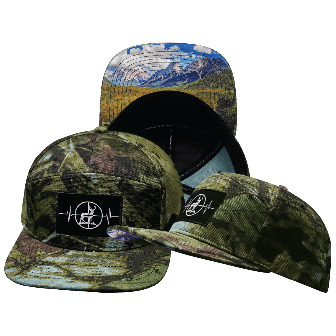 Hunting Hat - Flat Bill - Green Tree Camo - Fabric Back