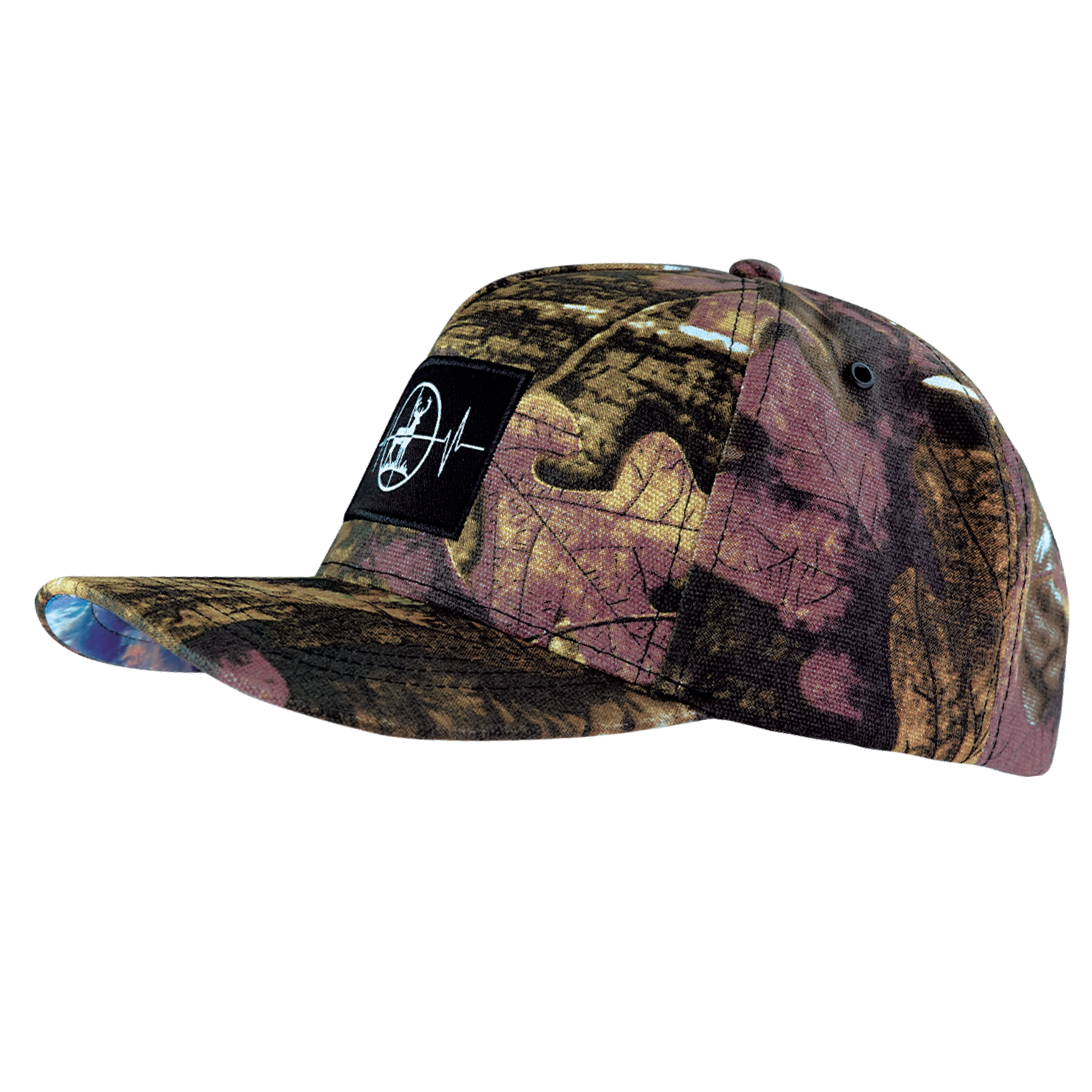 The Heartbeat Brand Hunting Hat - Trucker Hat - Tan Tree Camo - Fabric Back — lifestyle context