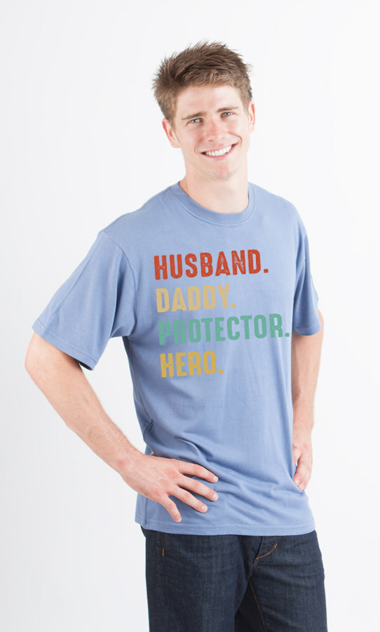 Spun Bamboo Husband, Daddy, Protector, Hero Men's Bamboo Viscose/Organic Cotton Short Sleeve Graphic T-Shirt — product on mod