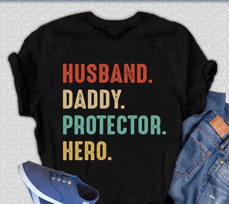 Spun Bamboo Husband, Daddy, Protector, Hero Men's Bamboo Viscose/Organic Cotton Short Sleeve Graphic T-Shirt — detail close-u