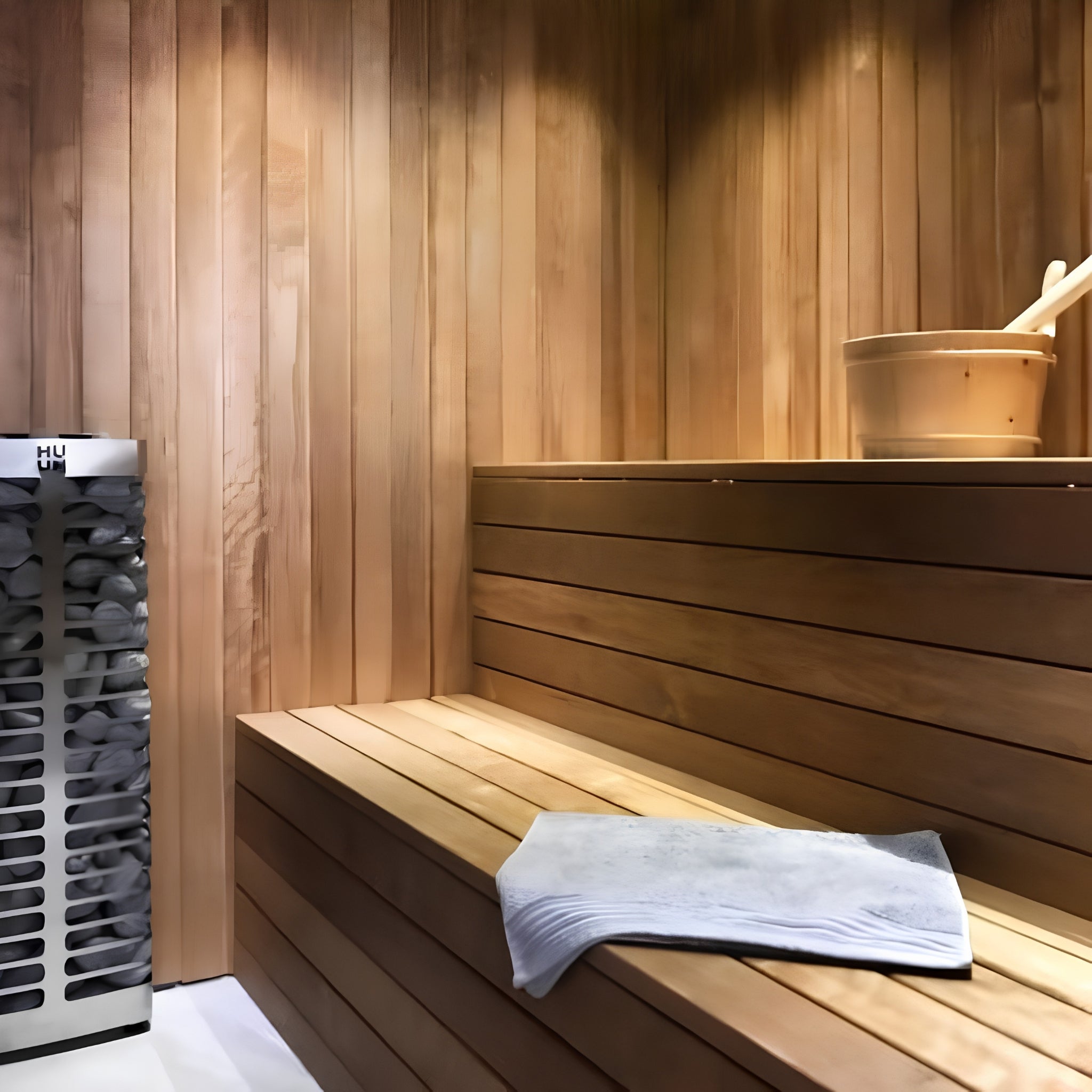 Huum Steel Mini Series 4 Stainless Steel Wall Mount 3.5KW Sauna Heater With Digital Controller & Sauna Stones (SAK91573) – SA