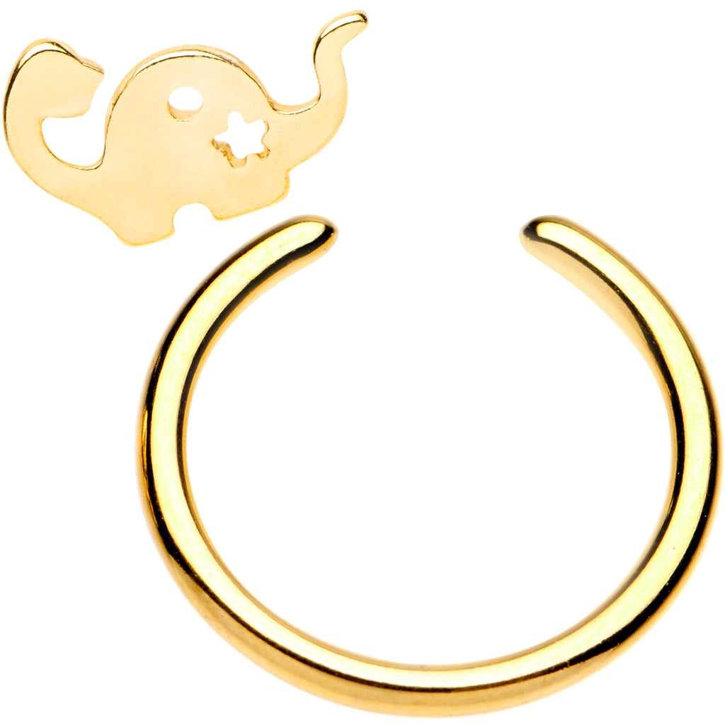 BodyCandy 14G 3/8 Gold Tone IP Dinosaur Brontosaurus BCR Captive Ring — detail close-up