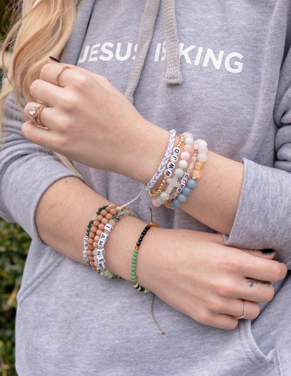 Elevated Faith I Am New Letter Bracelet — lifestyle context