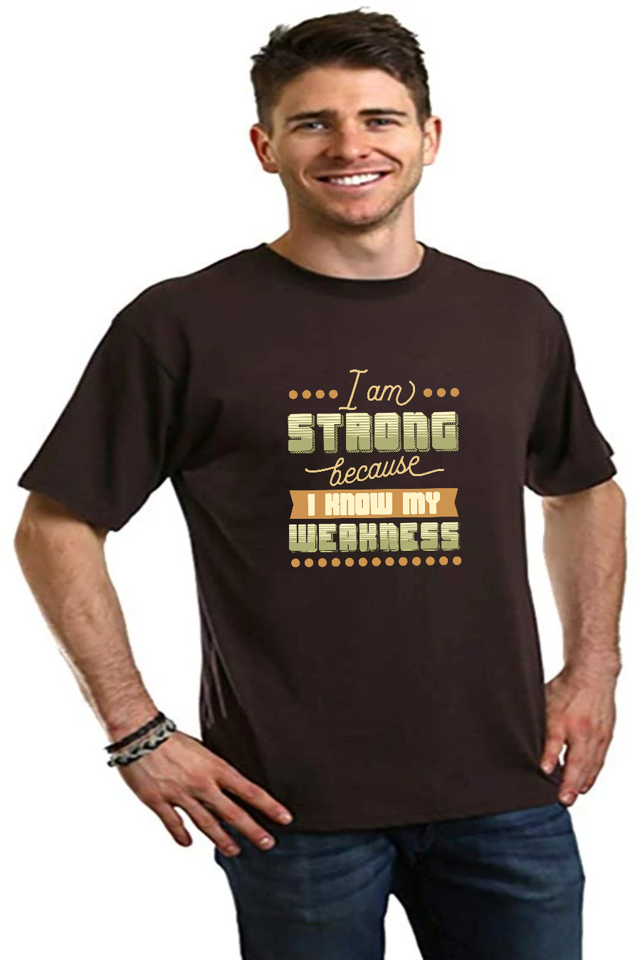 Spun Bamboo I am Strong Men's Bamboo Viscose/Organic Cotton Short Sleeve Graphic T-Shirt — side view