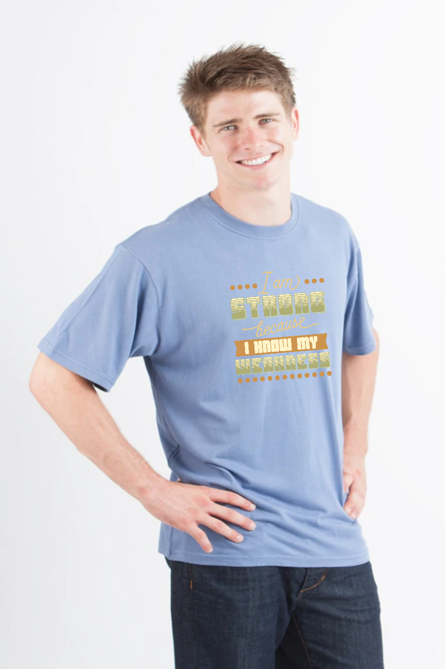 Spun Bamboo I am Strong Men's Bamboo Viscose/Organic Cotton Short Sleeve Graphic T-Shirt — size reference
