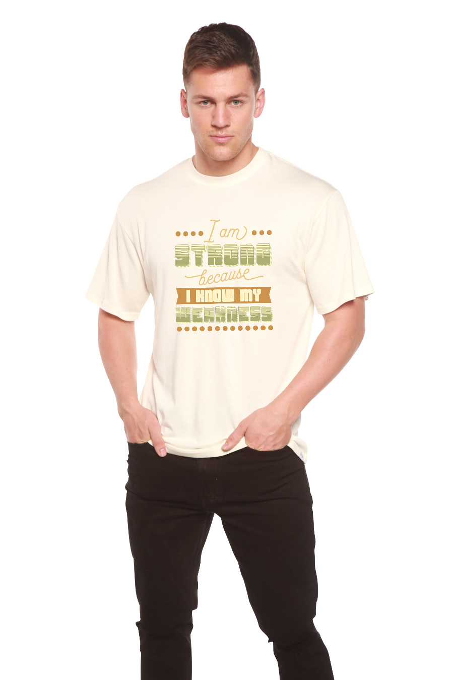 Spun Bamboo I am Strong Men's Bamboo Viscose/Organic Cotton Short Sleeve Graphic T-Shirt — back view