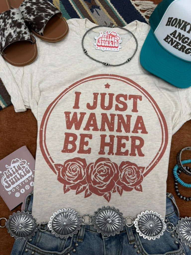Wild Junkie I Just Wanna Be Her Graphic Tee — construction detail