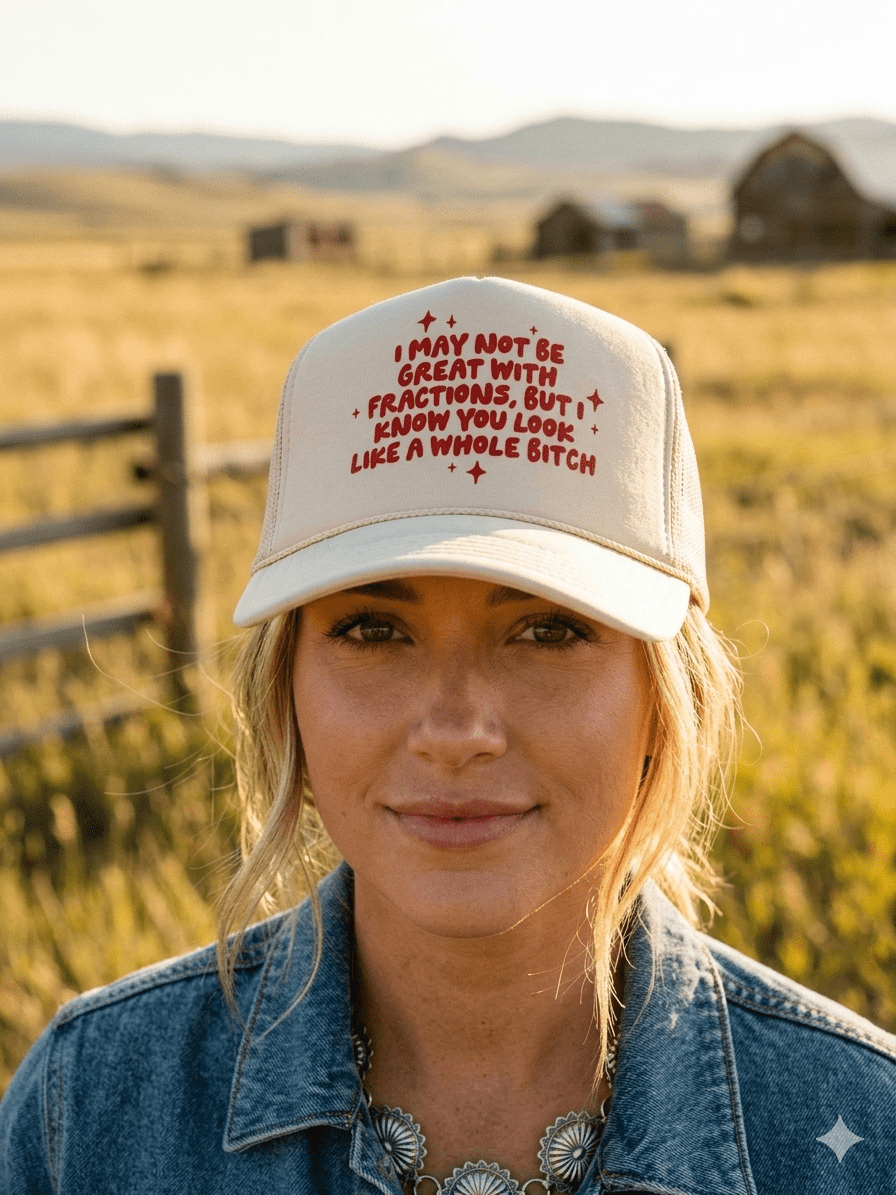 Wild Junkie I May Not Be Great With Fractions Trucker Hat — construction detail
