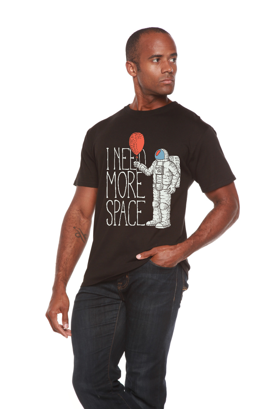 Spun Bamboo I need more space Men's Bamboo Viscose/Organic Cotton Short Sleeve Graphic T-Shirt — in-use photo