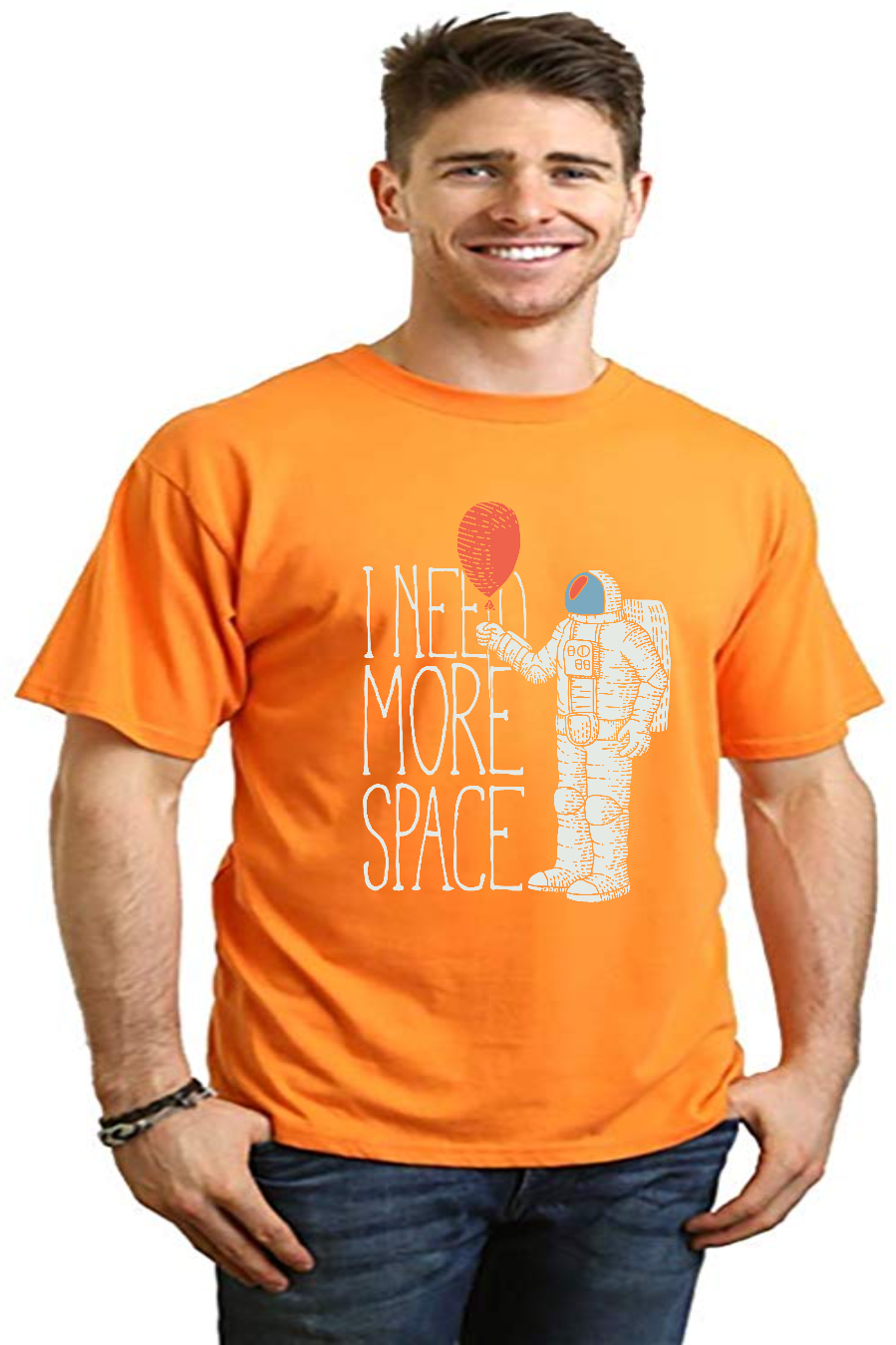 Spun Bamboo I need more space Men's Bamboo Viscose/Organic Cotton Short Sleeve Graphic T-Shirt — lifestyle context
