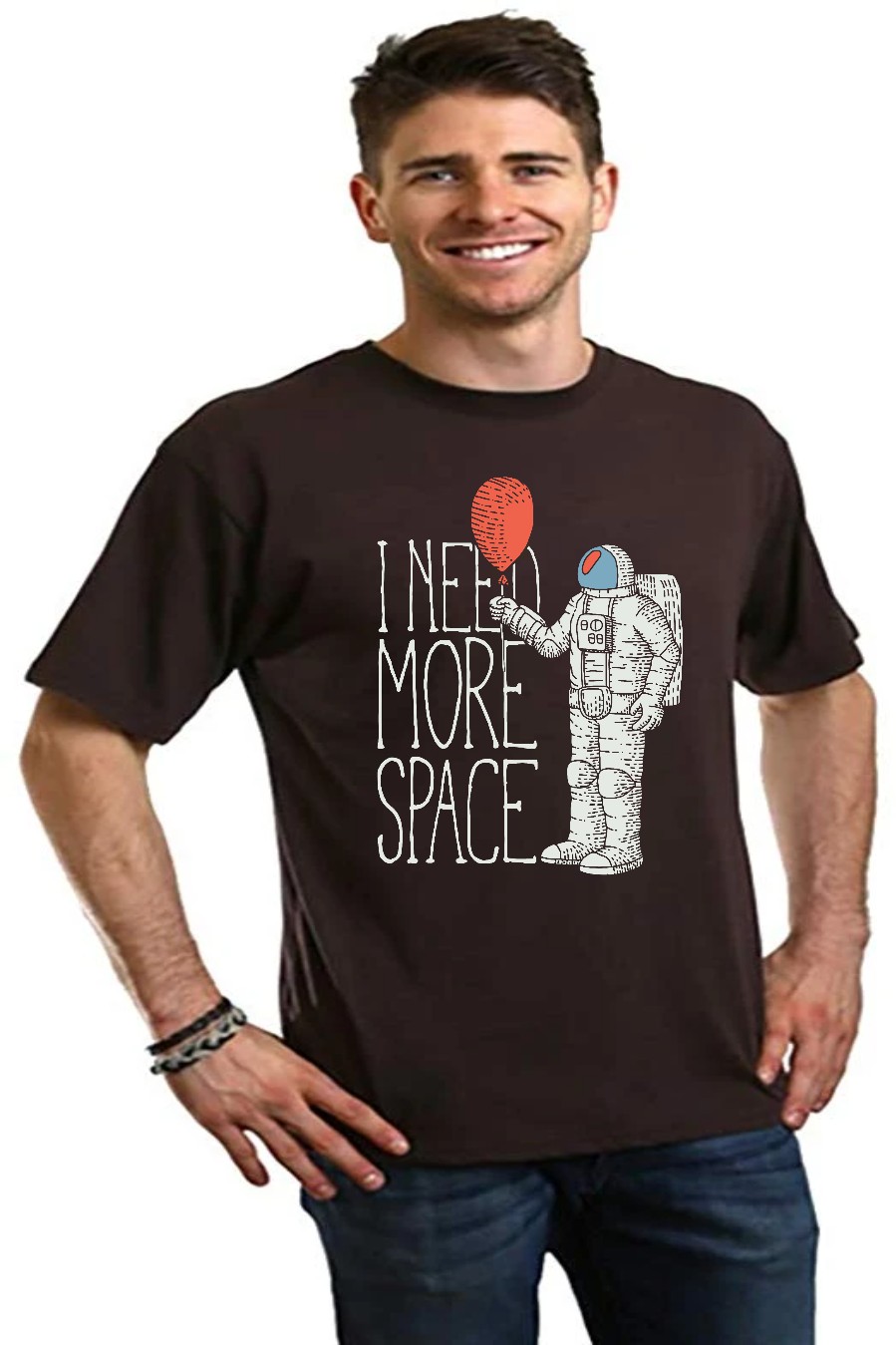 Spun Bamboo I need more space Men's Bamboo Viscose/Organic Cotton Short Sleeve Graphic T-Shirt — alternative angle