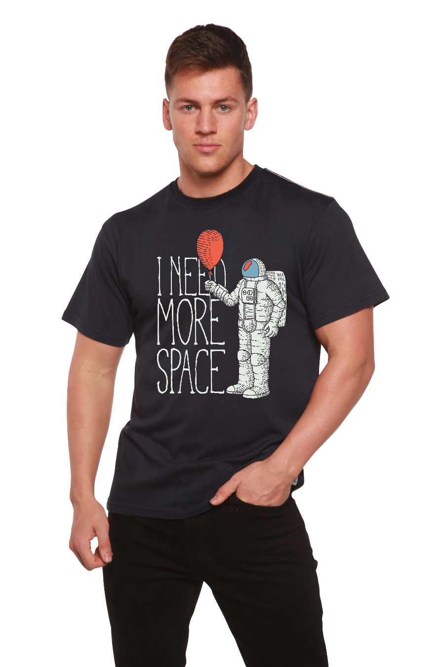 Spun Bamboo I need more space Men's Bamboo Viscose/Organic Cotton Short Sleeve Graphic T-Shirt — main product shot