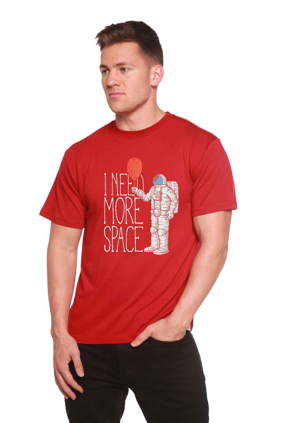 Spun Bamboo I need more space Men's Bamboo Viscose/Organic Cotton Short Sleeve Graphic T-Shirt — side view