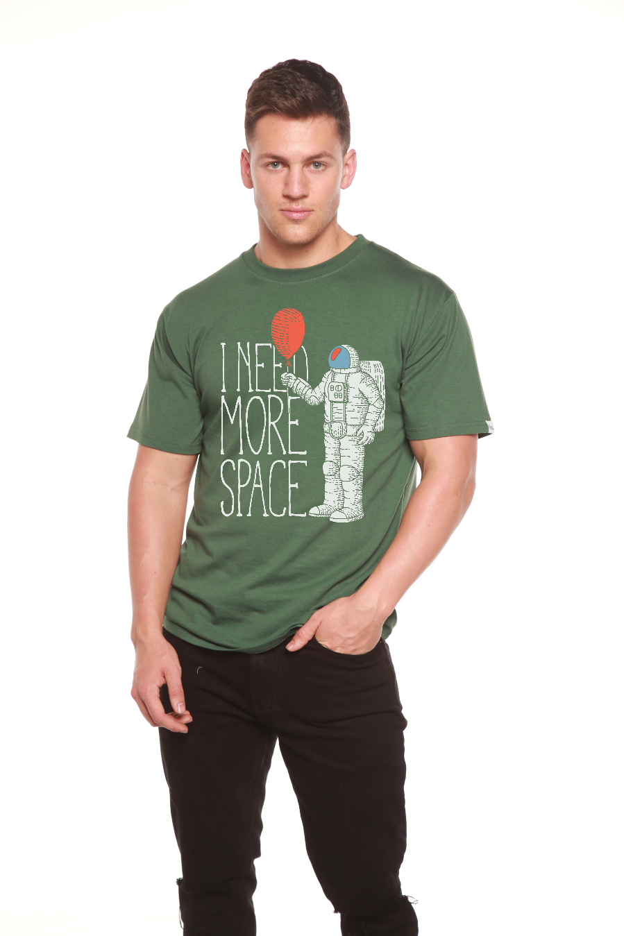 Spun Bamboo I need more space Men's Bamboo Viscose/Organic Cotton Short Sleeve Graphic T-Shirt — back view