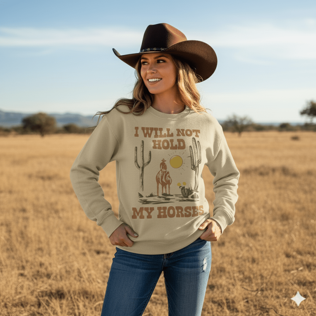 Wild Junkie I Will Not Hold My Horses Graphic Sweatshirt — main product shot