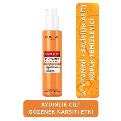 Loreal Paris Revitalift Brightening Facial Cleansing Gel - Vitamin C & Salicylic Acid for Smoother, Radiant Skin