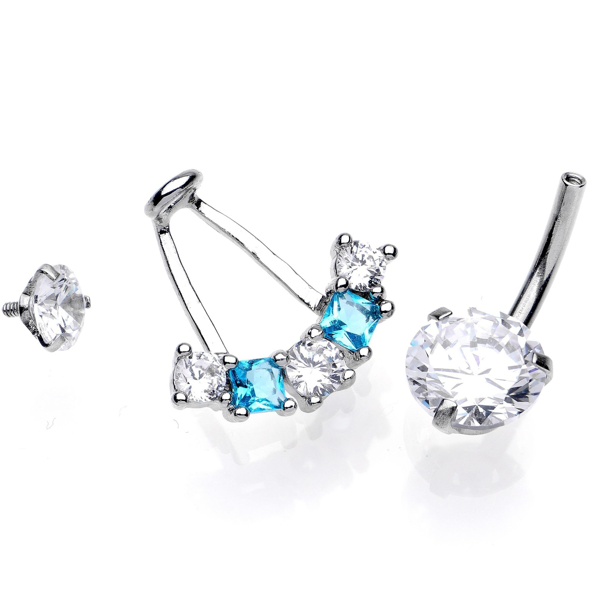BodyCandy Clear Blue CZ Gem Sassy Sparkle Butterfly Dangle Belly Ring — lifestyle context