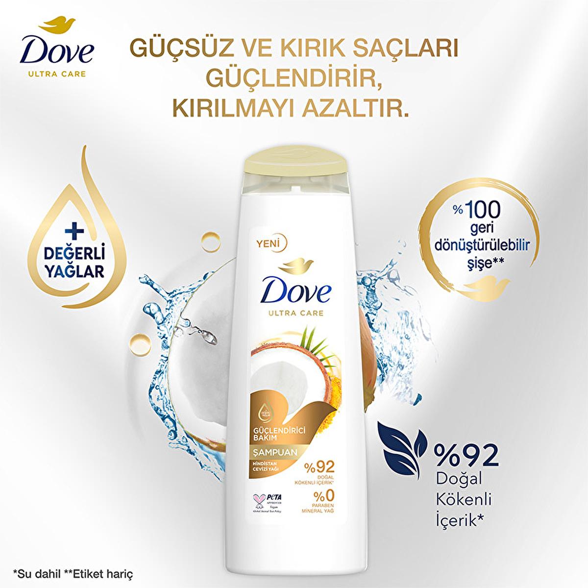 Dove Coconut Oil Shampoo - Natural, Vegan, Cruelty-Free Hair Care for Weak & Damaged Hair