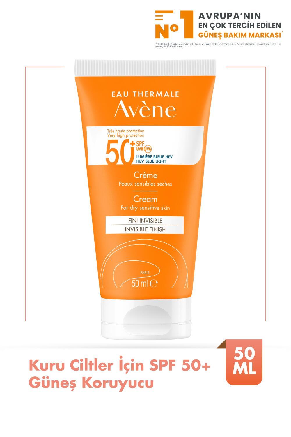 Avene Fragrance-Free Sunscreen Cream for Dry Skin SPF50+ - Water-Resistant & Moisturizing