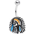 BodyCandy Southwestern Blue Warrior Headdress Belly Ring — main product shot