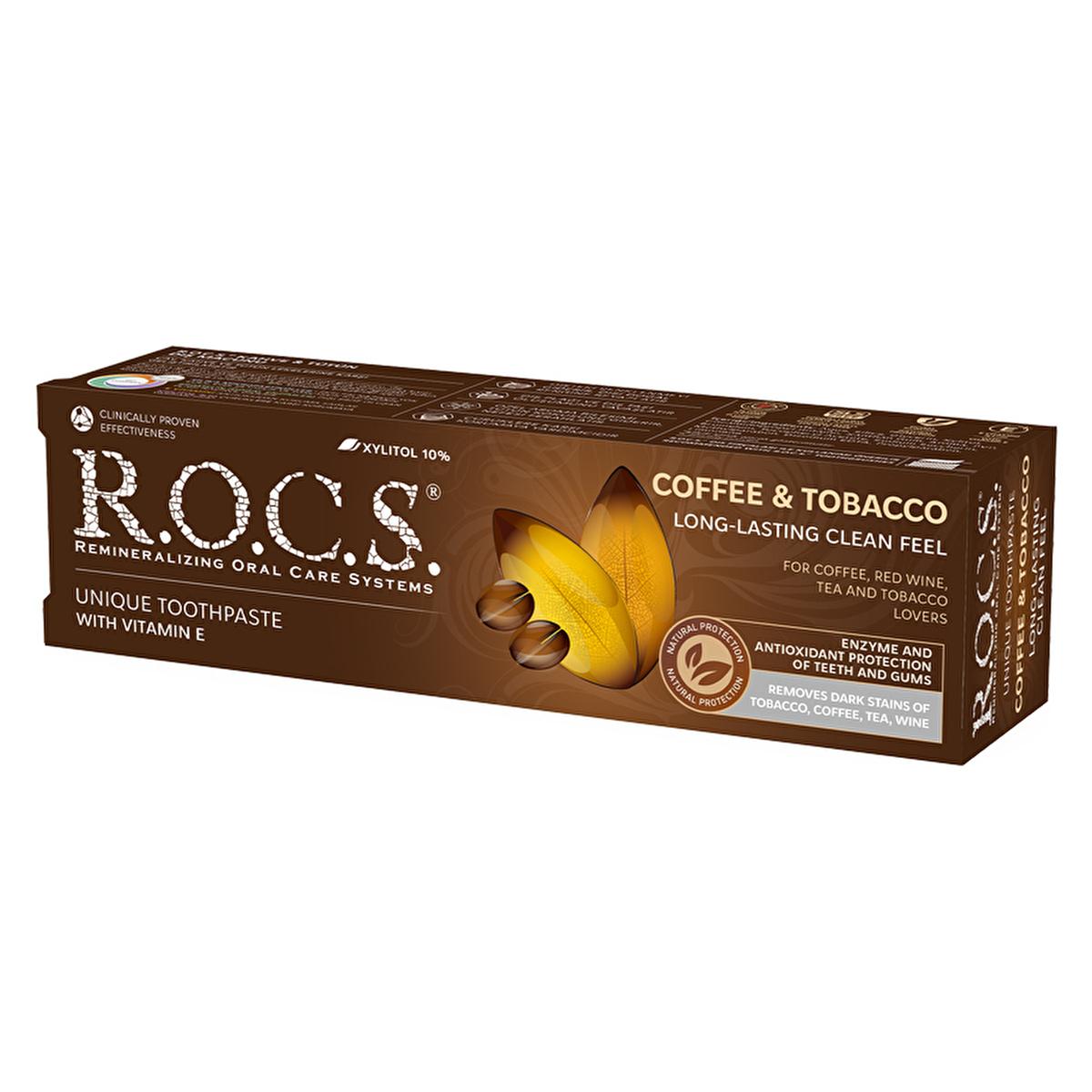 Rocs Coffee & Tobacco Stain Removal Toothpaste: Whiten Teeth, Fight Plaque & Cavities - For Coffee, Tea & Tobacco Users