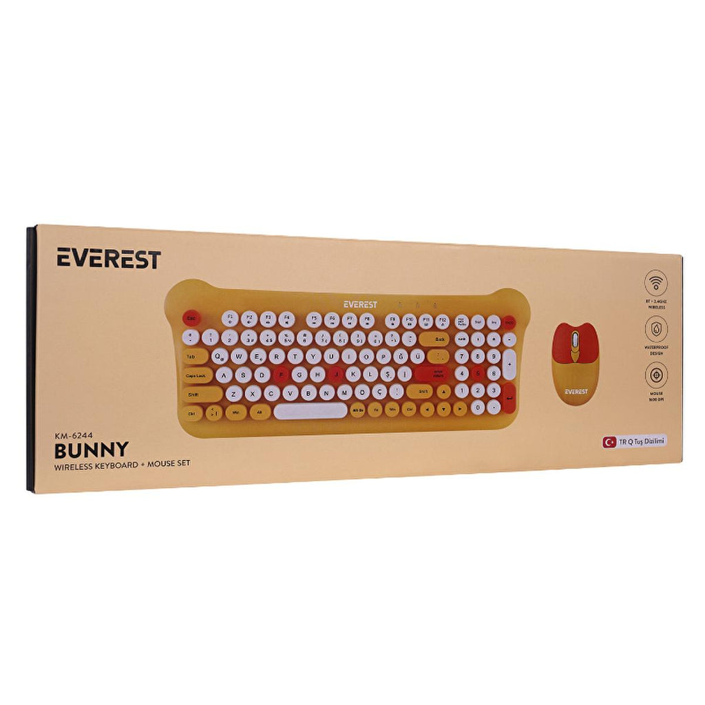 Everest Wireless Keyboard and Mouse Set - 2.4Ghz + Bluetooth, Compact Design, Multimedia Keys