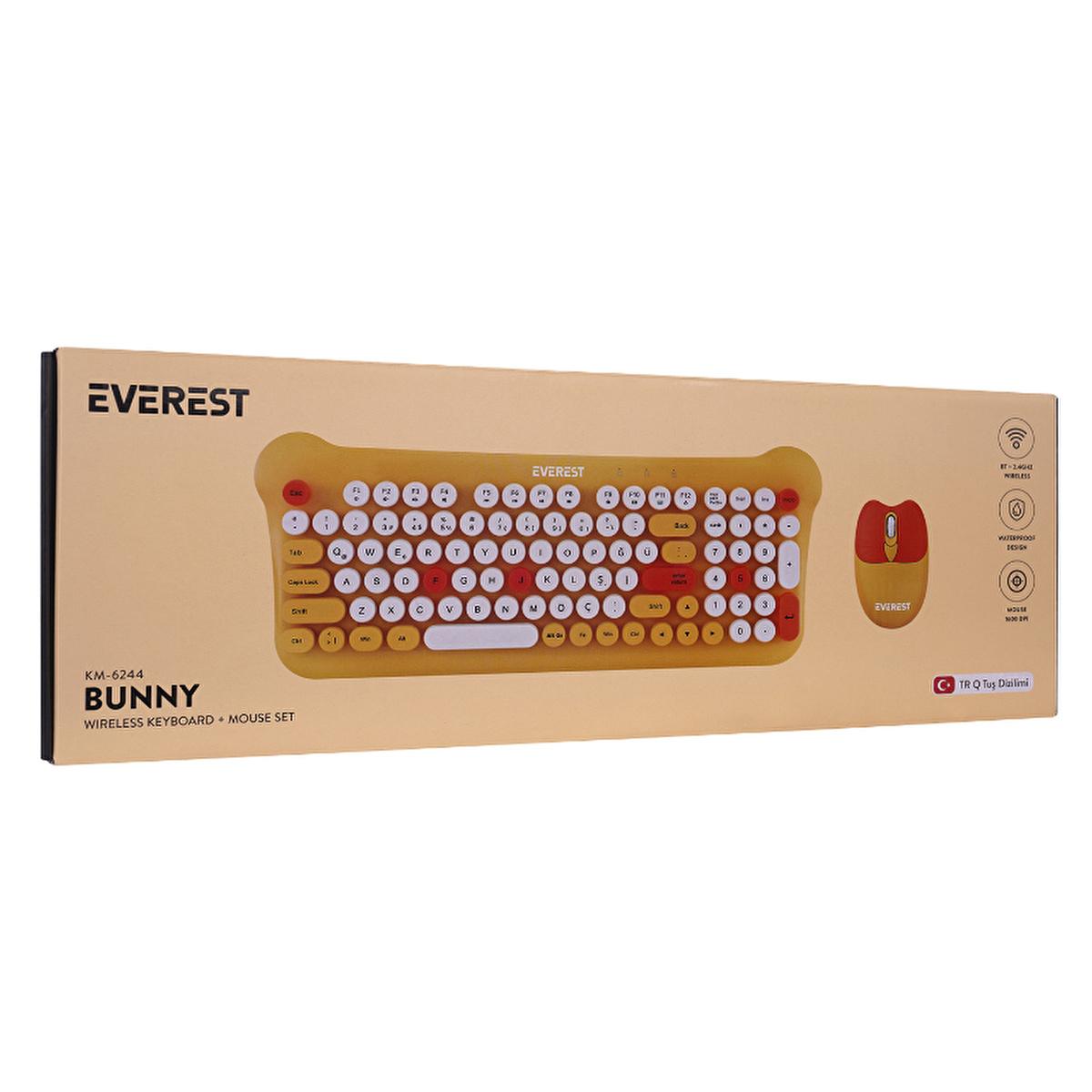 Everest Wireless Keyboard and Mouse Set - 2.4Ghz + Bluetooth, Compact Design, Multimedia Keys
