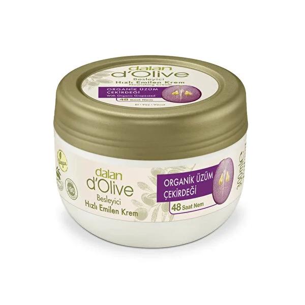 Dalan d'Olive Organic Moisturizing Cream with Grape Seed Oil & Olive Oil - 48 Hour Hydration, Natural Skincare for Dry & Sensitive Skin
