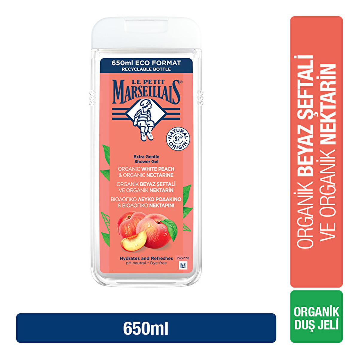Le Petit Marseillais White Peach & Nectarine Shower Gel - Gentle & Moisturizing for the Whole Family