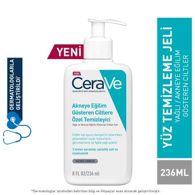 CeraVe Acne Face Wash with Salicylic Acid - Gentle, Oil-Free Cleanser for Acne Prone & Sensitive Skin - 236ml