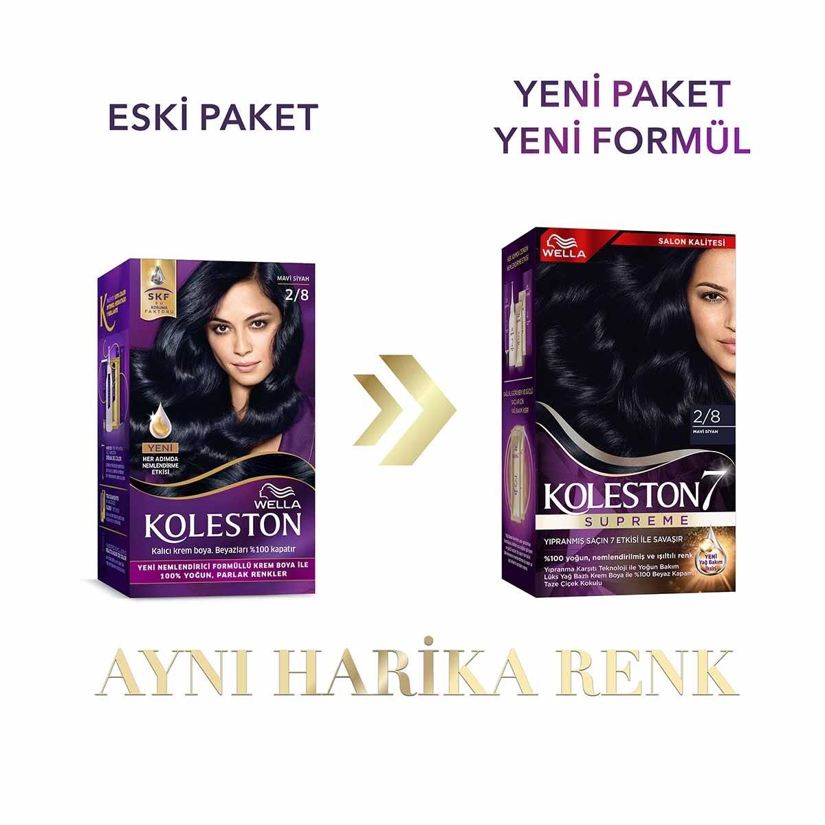Wella Koleston Supreme Blue Black Hair Dye 2/8: Intense Color, Gray Coverage & Conditioning - At-Home Permanent Hair Color Kit