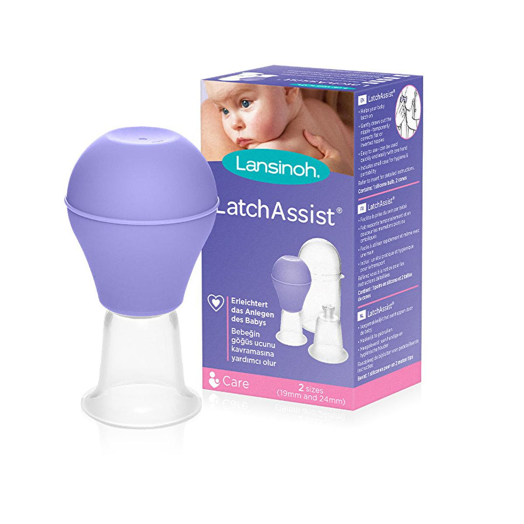 Lansinoh Latch Assist Breastfeeding Aid - BPA-Free Nipple Eversion Device for Flat/Inverted Nipples, Easy Single-Handed Operation