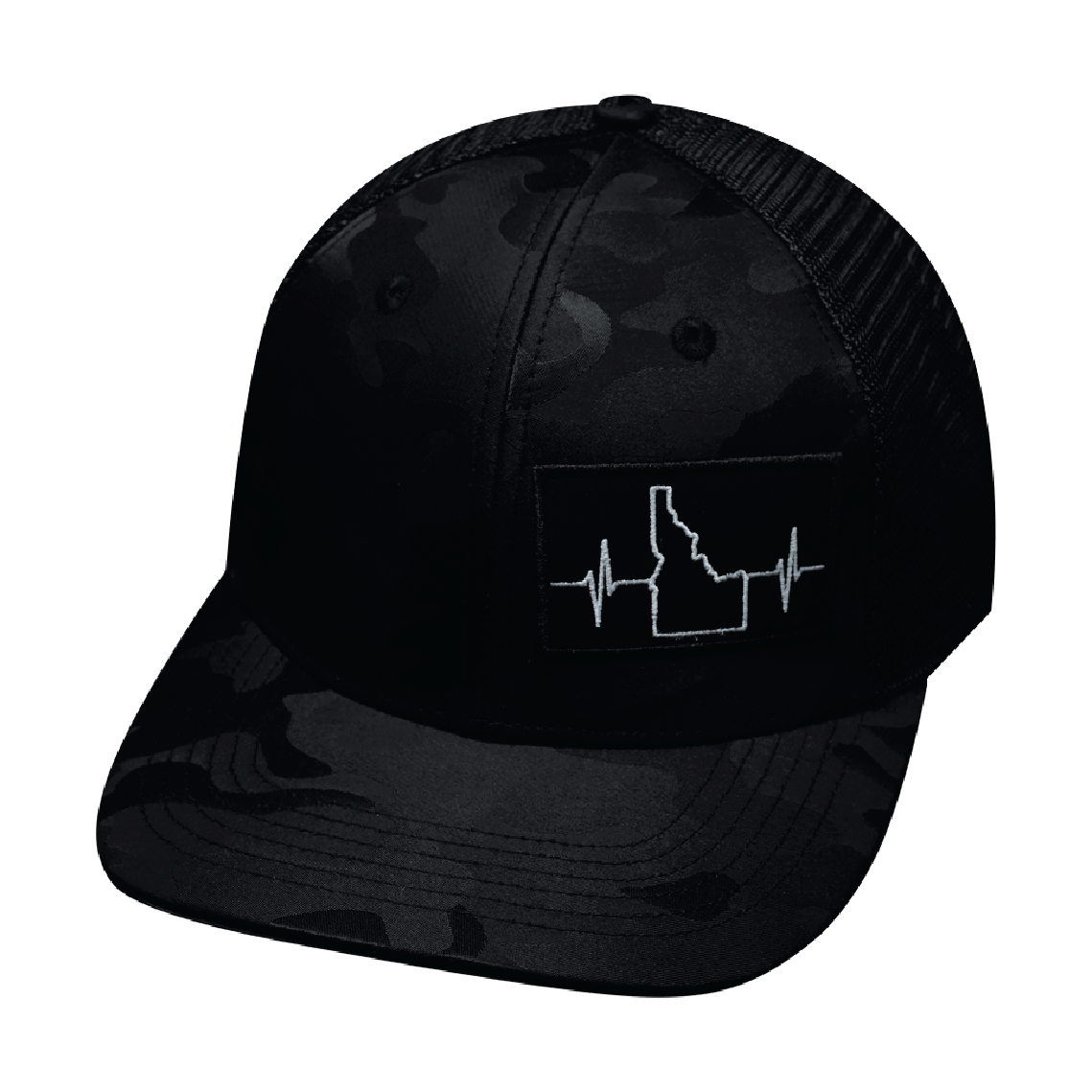 Idaho Hat - Baseball Hat Fit - Black Camo / Black - Trucker Mesh