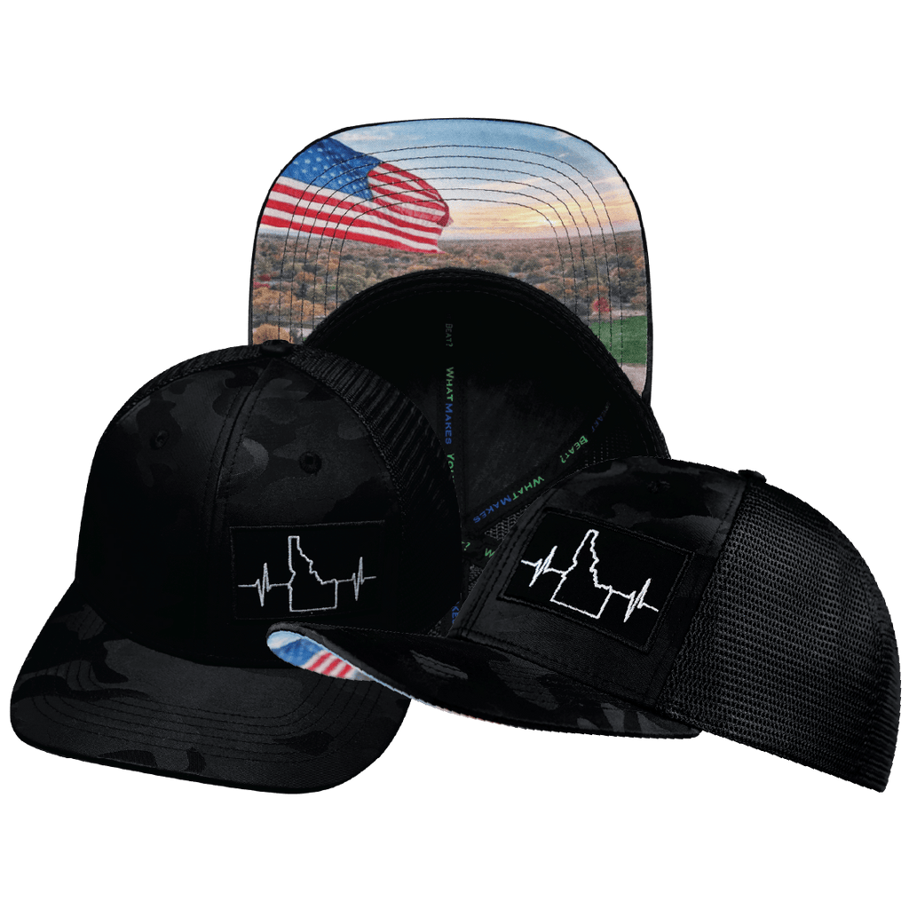 Idaho Hat - Baseball Hat Fit - Black Camo / Black - Trucker Mesh