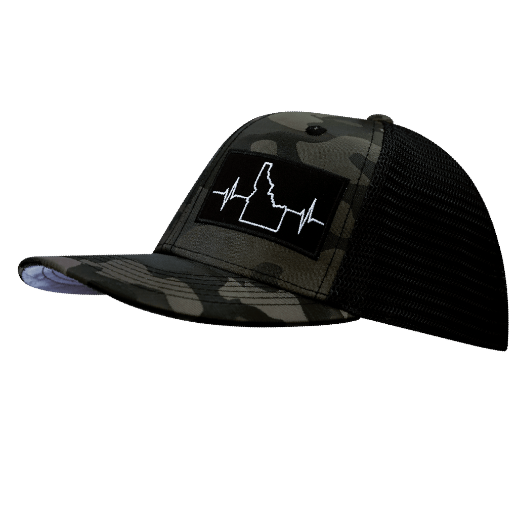 Idaho Hat - Baseball Hat Fit - Tan Camo / Black - Trucker Mesh