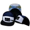 The Heartbeat Brand Idaho Flat Bill Hat — Black / White / Navy — main product shot