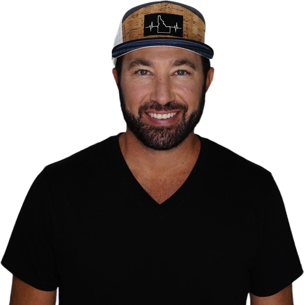 Idaho Hat - Flat Bill - Cork - Black / Navy / White - Laser Mesh