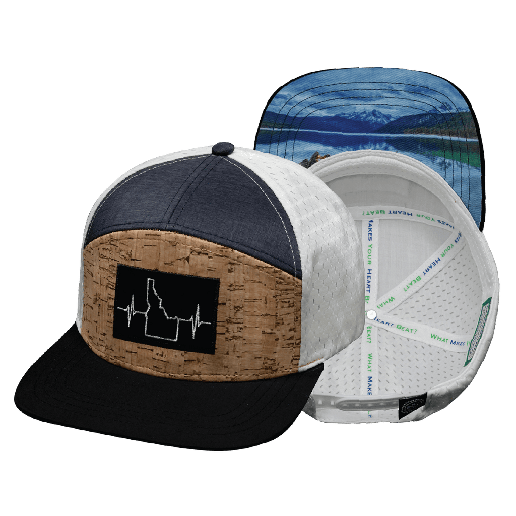 Idaho Hat - Flat Bill - Cork - Black / Navy / White - Laser Mesh