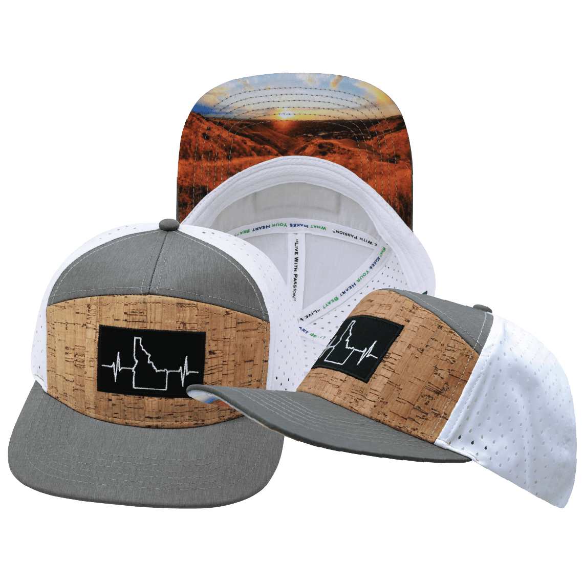 Idaho Hat - Flat Bill - Cork - Gray / White - Laser Mesh