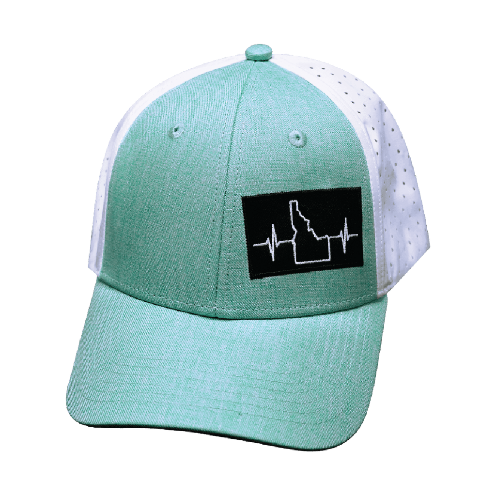 Idaho Hat - Low Profile - Ponytail - Teal / White - Laser Mesh