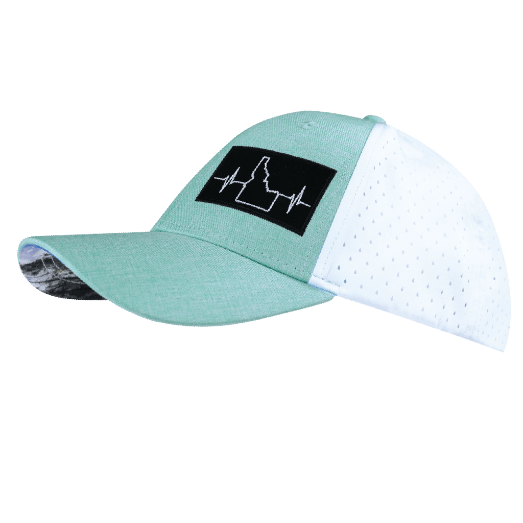 Idaho Hat - Low Profile - Ponytail - Teal / White - Laser Mesh