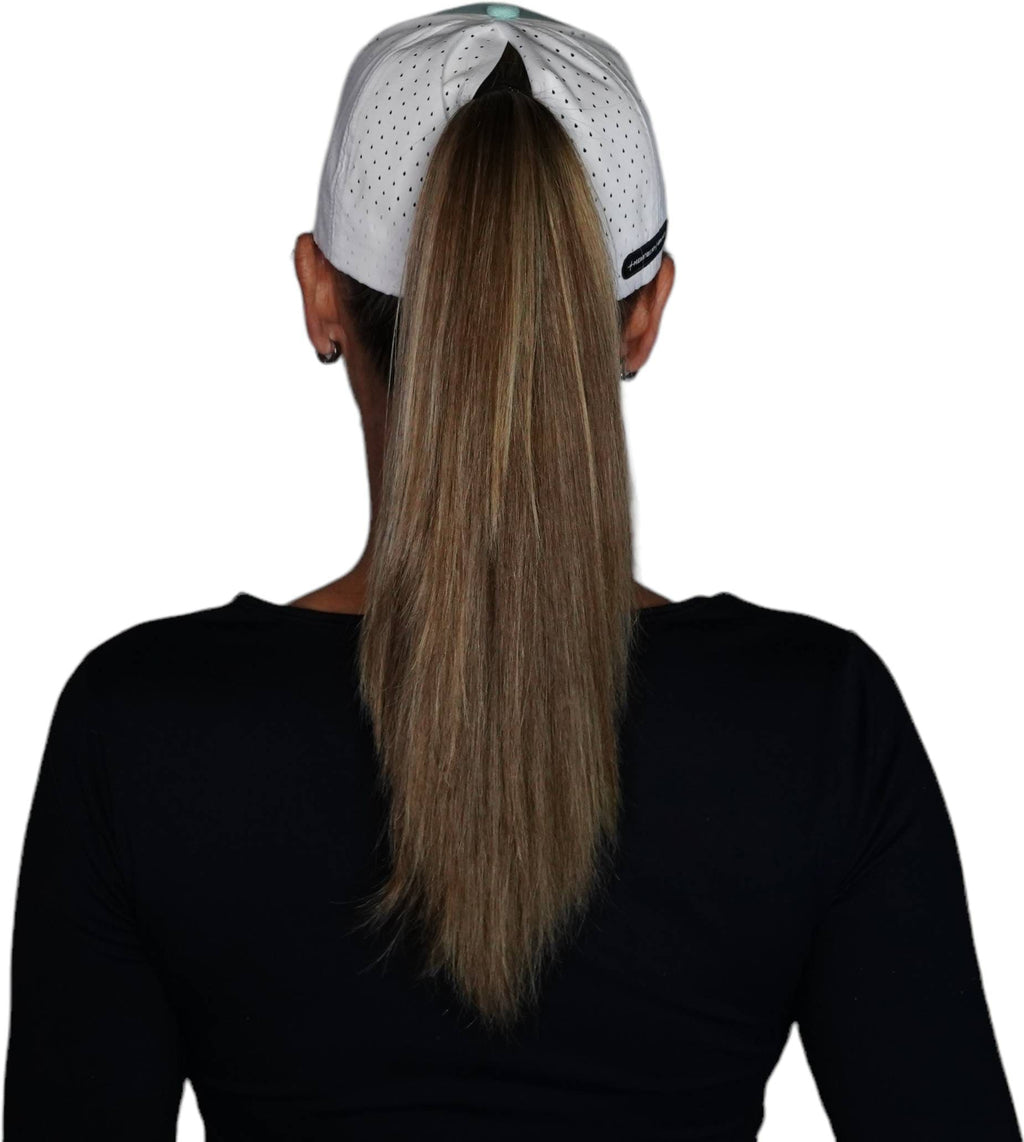 Idaho Hat - Low Profile - Ponytail - Teal / White - Laser Mesh