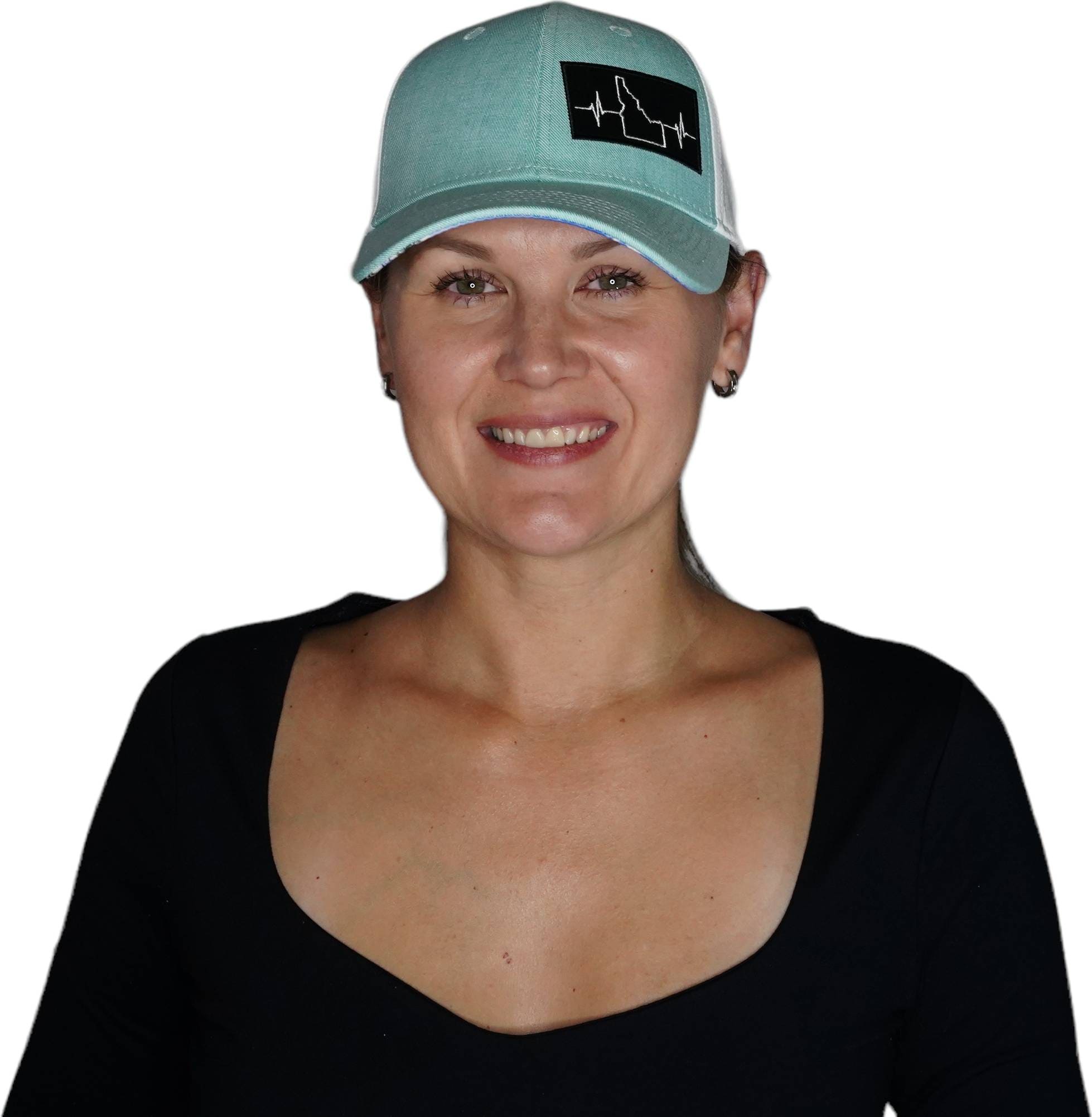 Idaho Hat - Low Profile - Ponytail - Teal / White - Laser Mesh